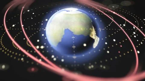 Space debris interface presents live orbital overview Stock Photos