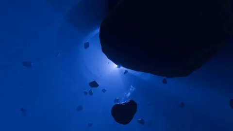 Space Debris: Mysterious Objects Floating in the Universe; Large Asteroid Video stock 310860986