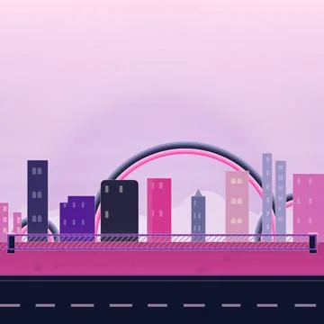 Space deep field palette urban roadway scene with and dirt path sidewalk Ilustración de archivo