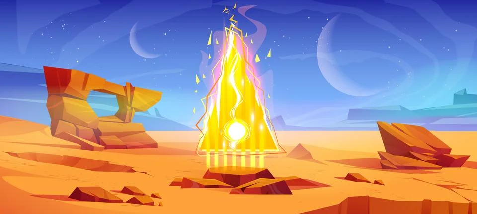 Space desert with magic portal Illustration