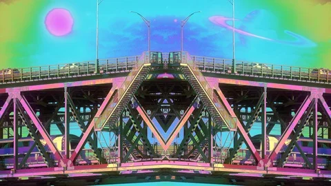 Space Dimensions Psychedelic Bridge Traffic Loop Stock Footage 106985769