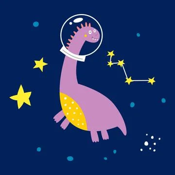 Space dinosaur, vector illustration for children s fashion Stock Illustration