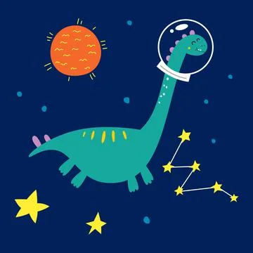 Space dinosaur, vector illustration for children s fashion Stock Illustration