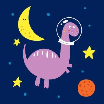 Space dinosaur, vector illustration for children s fashion Stock Illustration