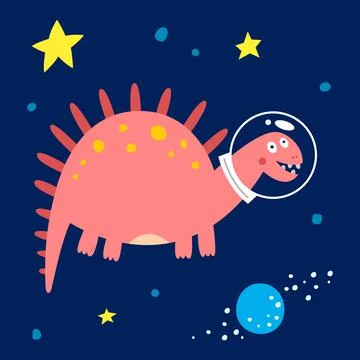 Space dinosaur, vector illustration for children s fashion Stock Illustration
