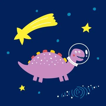 Space dinosaur, vector illustration for children s fashion Stock Illustration