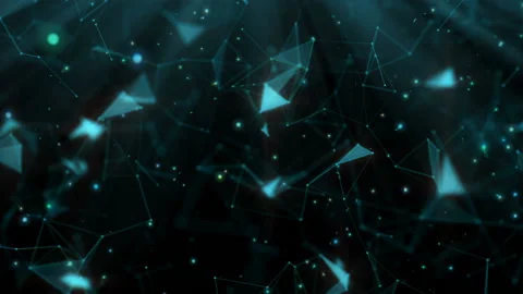 Space disintegration. Depth of field.Abstract futuristic, polygonal space with a Stock Footage 96540176