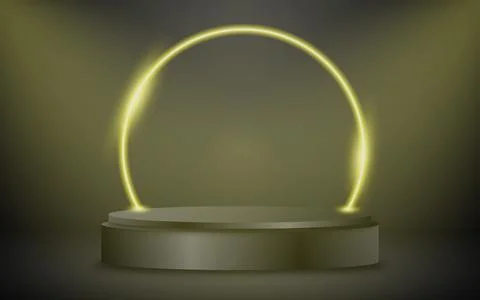 A space with a display case and bright lights. A realistic display case for.. Stock Illustration