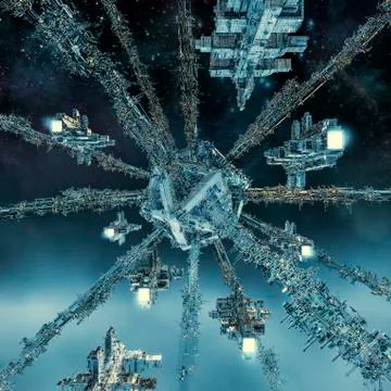 Space dock rendezvous Illustrazione stock