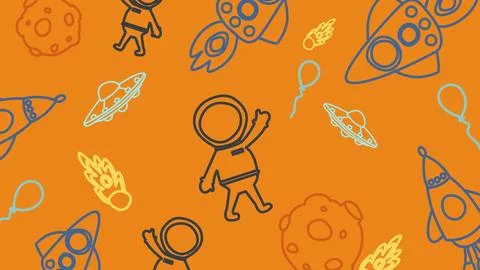 Space doodle astronaut background Stock Illustration