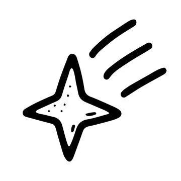 Space doodle comet. Hand drawn falling star Stock Illustration