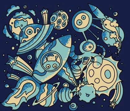 Space doodle  illustration Stock Illustration