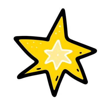 Space doodle star. Hand-drawn gold sun Stock Illustration