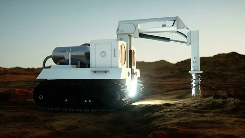 Space drill machine on alien planet. Mars exploration. Stock Footage 70953329