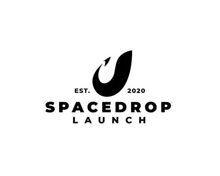 Space drop logo. Launched spaceship rocket logo. Water drop silhouette logo Stock Illustration