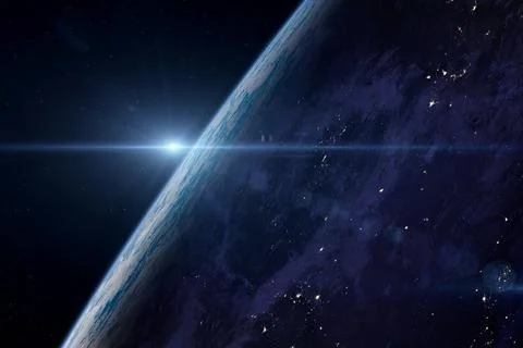 Space. Earth on starry background. Stock Photos