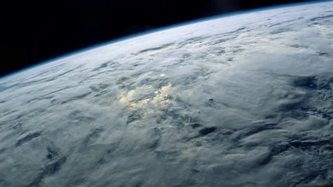Space Earth View From The International Space Station Orbiting Stock Footage 195380991