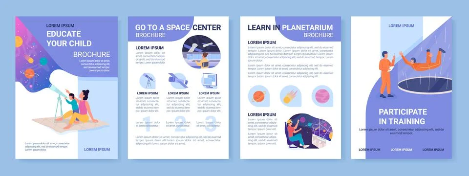 Space education for children flat vector brochure template 스톡 일러스트