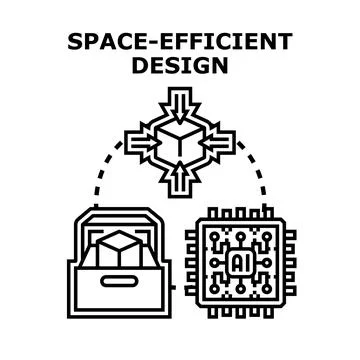 Space efficient design concept for data storage technology Stock Illustration