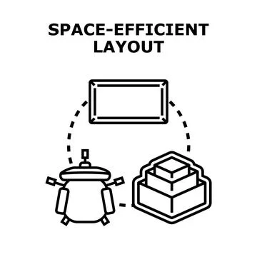 Space efficient layout concept optimizing data storage system Stock Illustration