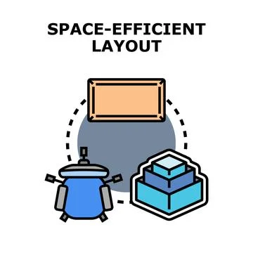 Space efficient layout concept optimizing data storage system Stock Illustration