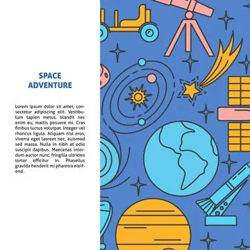 Space elements background in line style with place for text Illustrazione stock