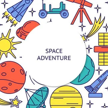 Space elements concept colorful background with place for text Stock Illustration