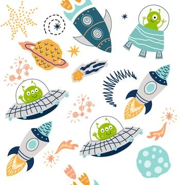 Space elements seamless pattern 스톡 일러스트