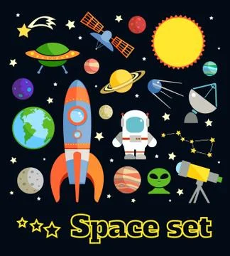 Space elements set Illustrazione stock
