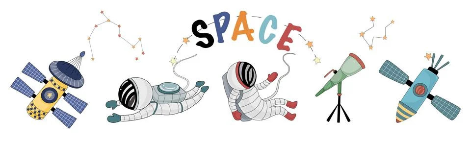 Space elements set  Stock Illustration