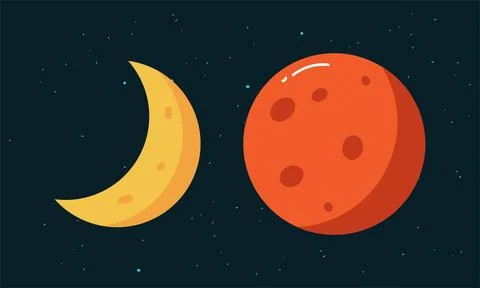 Space elements set. Moon and solar system planet cartoon vector illustration イラスト素材