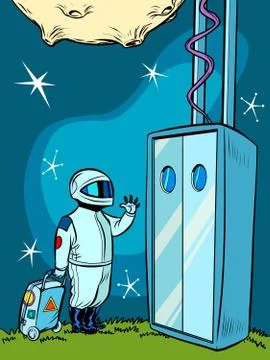 Space Elevator and an astronaut Stock Illustration