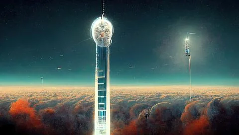 Space elevator, conceptual illustration Illustrazione stock