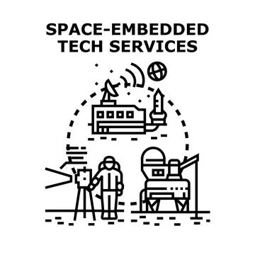 Space embedded technology services and exploration innovation Stock Illustration