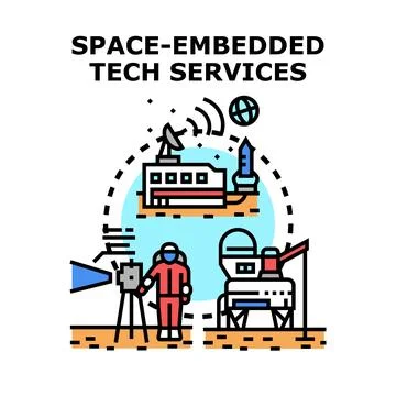 Space embedded technology services and exploration innovation Illustrazione stock