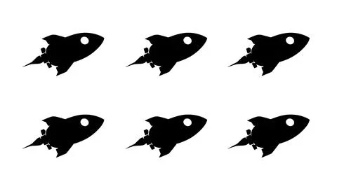 Space Escape Pod Launch Black Solid Silhouettes Collection Stock Illustration