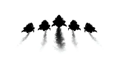 Space Escape Pod Launch Black Solid Silhouettes Collection Stock Illustration