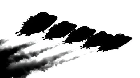 Space Escape Pod Launch Black Solid Silhouettes Collection 스톡 일러스트