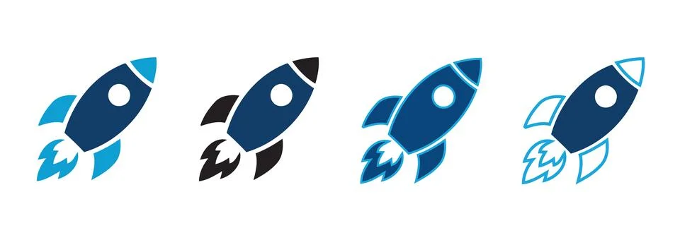 Space exploration and aerospace technology vector icon set. Featuring four .. Stock Illustration