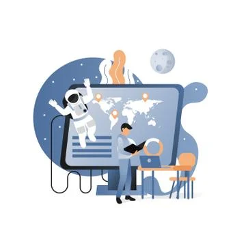 Space exploration and computer technologies vector illustration Stock Illustration