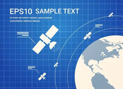 Space exploration astronautics technology concept observation satellite flying Stock Illustration