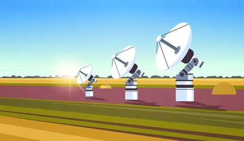 Space exploration astronautics technology concept satellite dish antenna for Stock Illustration