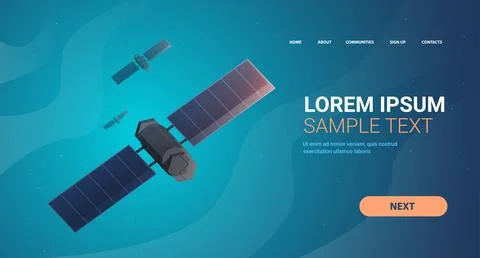Space exploration astronautics technology concept observation satellite flying Stock Illustration