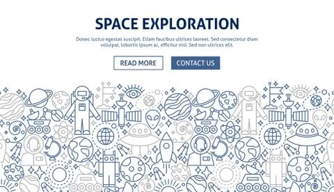 Space Exploration Banner Design Stock Illustration