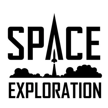 Space Exploration Black Logo Stock Illustration