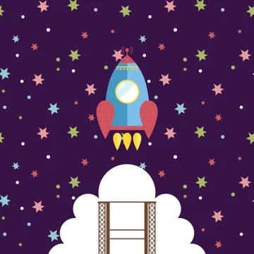 Space Exploration Cartoon Style Vector Concept Stock Illustration
