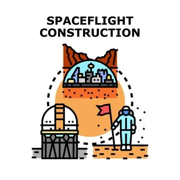 Space exploration community building and future development Stock Illustration