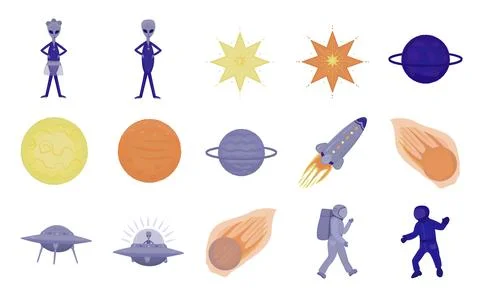 Space exploration, doodle set Stock Illustration