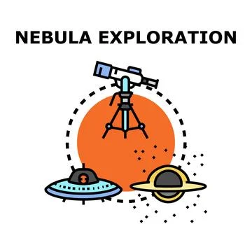 Space exploration equipment discovering unknown celestial body and extrater.. Stock Illustration