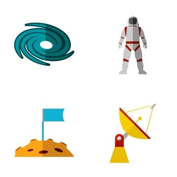 Space exploration icon set with astronaut and galaxy Stock Illustration